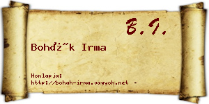 Bohák Irma névjegykártya