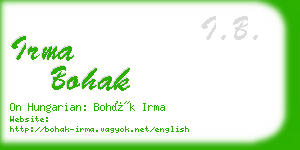 irma bohak business card